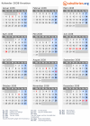 Kalender 2038 mit Ferien und Feiertagen Kroatien