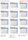 Kalender 2038 mit Ferien und Feiertagen Lettland