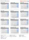 Kalender 2038 mit Ferien und Feiertagen Litauen