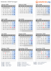 Kalender 2038 mit Ferien und Feiertagen Portugal