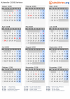 Kalender 2038 mit Ferien und Feiertagen Serbien