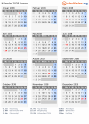 Kalender 2038 mit Ferien und Feiertagen Ungarn