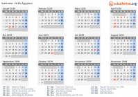 Kalender 2039 mit Ferien und Feiertagen Ägypten