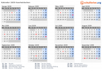 Kalender 2039 mit Ferien und Feiertagen Aserbaidschan