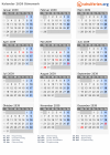 Kalender 2039 mit Ferien und Feiertagen Dänemark