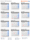 Kalender 2039 mit Ferien und Feiertagen Deutschland