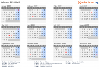 Kalender 2039 mit Ferien und Feiertagen Haiti