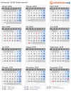 Kalender 2039 mit Ferien und Feiertagen Niederlande