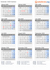 Kalender 2039 mit Ferien und Feiertagen Serbien