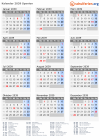 Kalender 2039 mit Ferien und Feiertagen Spanien