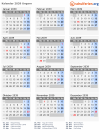 Kalender 2039 mit Ferien und Feiertagen Ungarn
