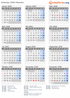 Kalender 2040 mit Ferien und Feiertagen Albanien