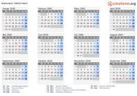 Kalender 2040 mit Ferien und Feiertagen Haiti
