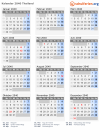 Kalender 2040 mit Ferien und Feiertagen Thailand