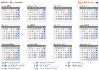 Kalender 2041 mit Ferien und Feiertagen Ägypten