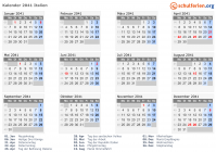 Kalender 2041 mit Ferien und Feiertagen Italien