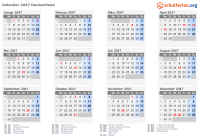 Kalender 2047 mit Ferien und Feiertagen Deutschland