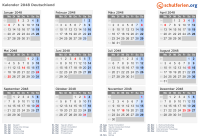 Kalender 2048 mit Ferien und Feiertagen Deutschland