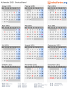 Kalender 2051 mit Ferien und Feiertagen Deutschland
