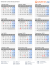 Kalender 2053 mit Ferien und Feiertagen Deutschland