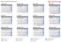 Kalender 2057 mit Ferien und Feiertagen Deutschland