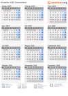 Kalender 2065 mit Ferien und Feiertagen Deutschland