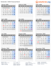 Kalender 2066 mit Ferien und Feiertagen Deutschland