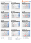 Kalender 2068 mit Ferien und Feiertagen Deutschland