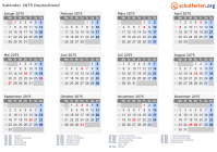 Kalender 2075 mit Ferien und Feiertagen Deutschland