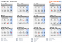Kalender 2076 mit Feiertagen