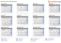 Kalender 2077 mit Ferien und Feiertagen Deutschland