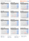 Kalender 2081 mit Ferien und Feiertagen Deutschland