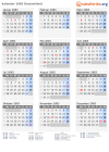 Kalender 2083 mit Ferien und Feiertagen Deutschland