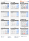 Kalender 2086 mit Ferien und Feiertagen Deutschland