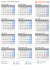 Kalender 2087 mit Ferien und Feiertagen Deutschland