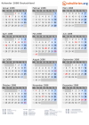 Kalender 2088 mit Ferien und Feiertagen Deutschland