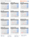 Kalender 2090 mit Ferien und Feiertagen Deutschland