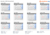 Kalender 2090 mit Ferien und Feiertagen Deutschland