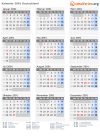 Kalender 2091 mit Ferien und Feiertagen Deutschland