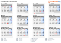 Kalender 2092 mit Ferien und Feiertagen Deutschland