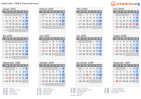 Kalender 2095 mit Ferien und Feiertagen Deutschland