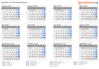 Kalender 2120 mit Ferien und Feiertagen Deutschland